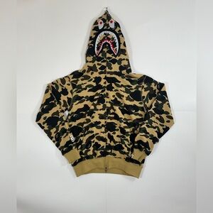 A Bathing Ape Bape ABC Green Camo Shark Full Zip Up Hoodie Medium Mens WGM